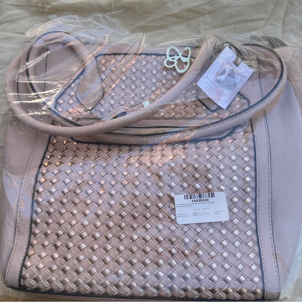 New Jessica Simpson Tatiana handbag Tote purse-Powder Blush/Rose Gold Large